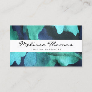 ELEGANT NAME with BLUE FLORAL FABRIC Business Card