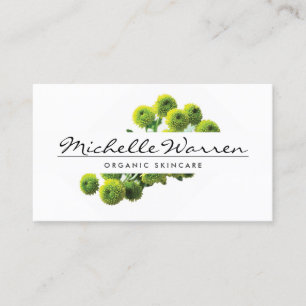 ELEGANT NAME with GREEN MUMS FLOWERS Business Card