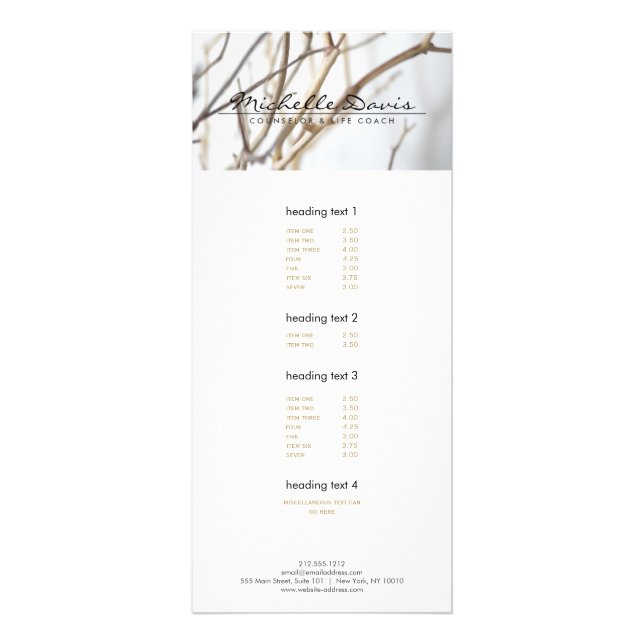 ELEGANT NAME with TREE BRANCHES Rack Card (Front)