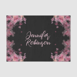 Elegant named watercolor magnolia floral black   tissue paper