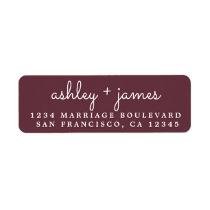 Elegant Names Burgundy Wedding Return Address