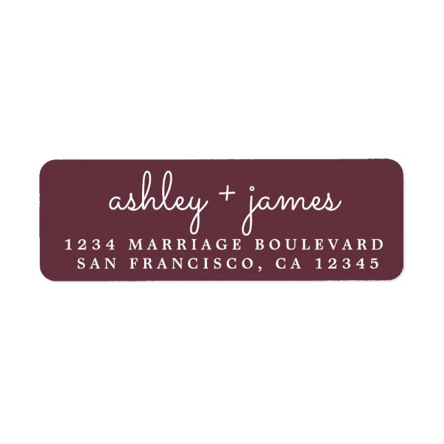 Elegant Names Burgundy Wedding Return Address (Front)