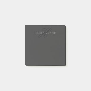 Elegant Names & Monogram   Dark & Light Greys Post-it Notes