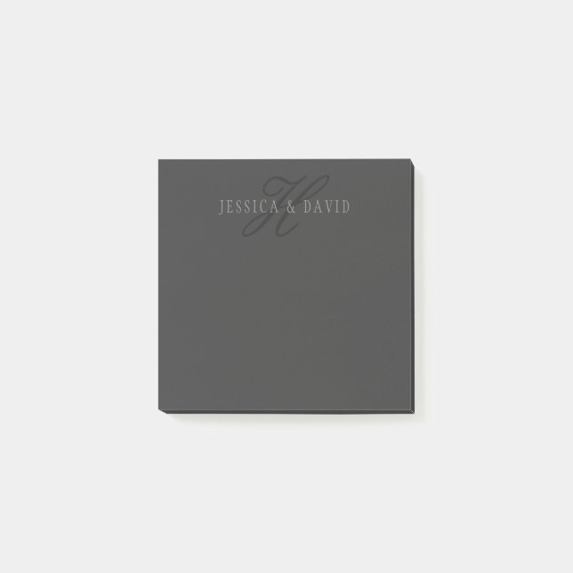Elegant Names & Monogram | Dark & Light Greys Post-it Notes (Front)