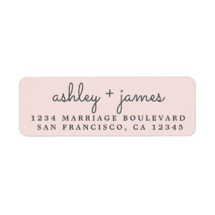 Elegant Names Pastel Pink Wedding Return Address