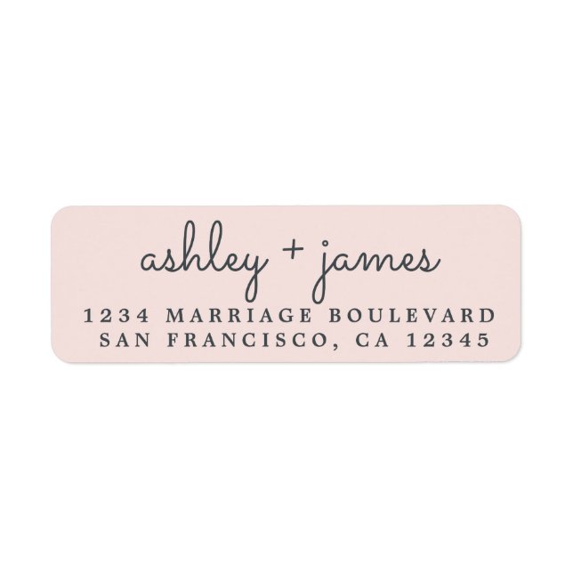 Elegant Names Pastel Pink Wedding Return Address (Front)