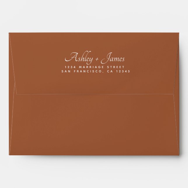 Elegant Names TerraCotta Wedding Return Address Envelope (Back (Top Flap))