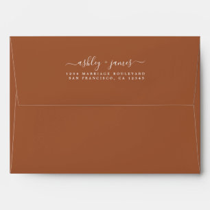 Elegant Names TerraCotta Wedding Return Address Envelope