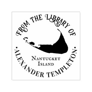 Elegant Nantucket Island Map OL Library Book Name Self-inking Stamp
