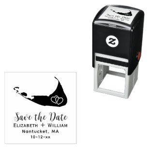 Elegant Nantucket Map Wedding Save the Date Self-inking Stamp