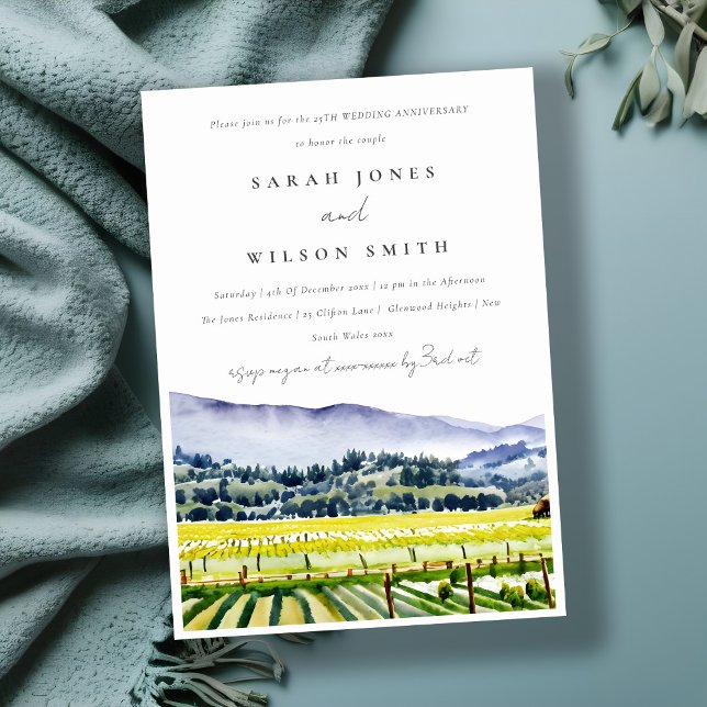 Elegant Napa Valley Vineyard Wedding Anniversary Invitation (Creator Uploaded)