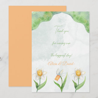 Elegant Narcissus Flower Wedding  Thank You Card