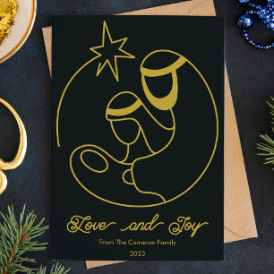Elegant Nativity Religious Christmas Flat Holiday Card