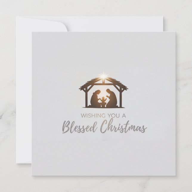 Elegant Nativity Scene Christmas Card  (Front)