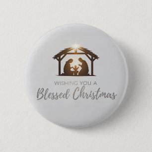 Elegant Nativity Scene Christmas Card  6 Cm Round Badge