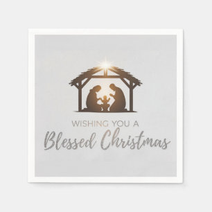 Elegant Nativity Scene Christmas Card  Napkin