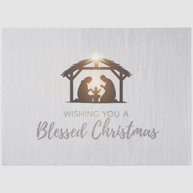 Elegant Nativity Scene Christmas Card  Tissue Paper (Front)