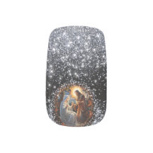 Elegant Nativity Scene Faux Glitter