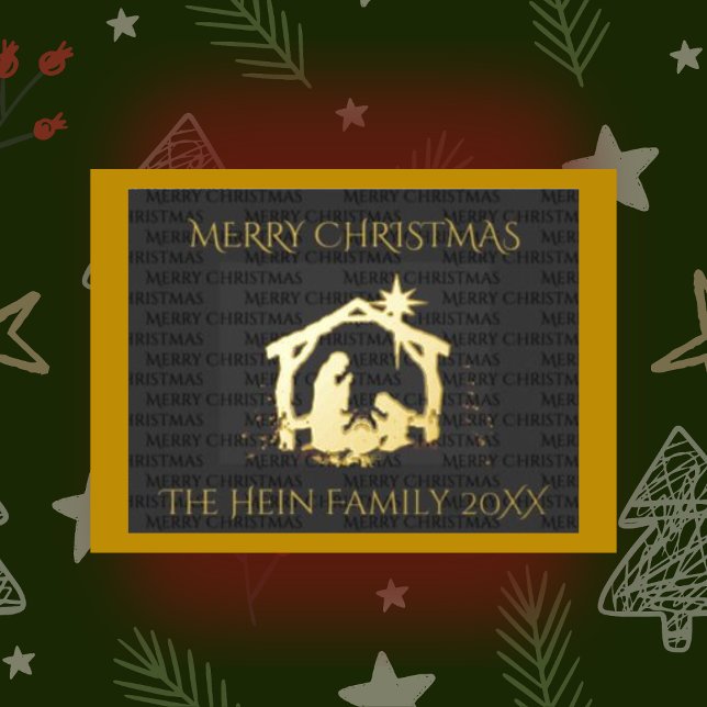 Elegant Nativity Scene Gold Christmas Foil Holiday Postcard (Creator Uploaded)