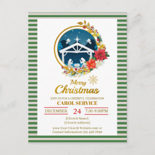 Elegant Nativity Scene I Church Christmas Carol Postcard