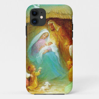 Elegant Nativity scene, Mary Jesus Joseph iPhone 11 Case