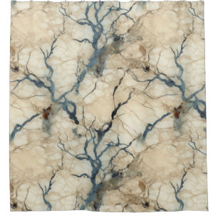 Elegant Natural Blue Grain Stone  Marble Pattern  Shower Curtain