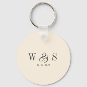 Elegant natural cream initial wedding couples key ring
