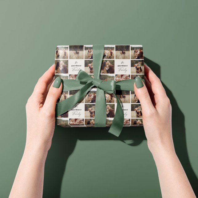 Elegant natural foliage modern minimal multi photo wrapping paper (Creator Uploaded)