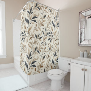 Elegant Natural Leaf Pattern Shower Décor Curtain