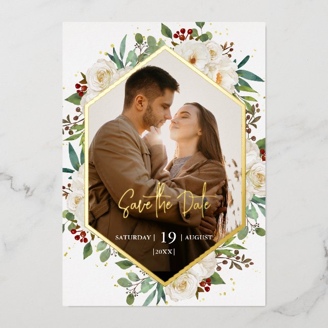 Elegant Natural White Rose Peony Floral Wedding   (Front)