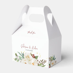 Elegant Natural White Rose Peony Floral Wedding  Favour Box
