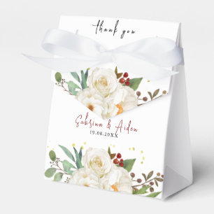 Elegant Natural White Rose Peony Floral Wedding  Favour Box