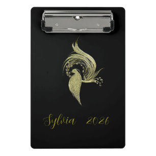Elegant Nature Art on Black mini clipboard
