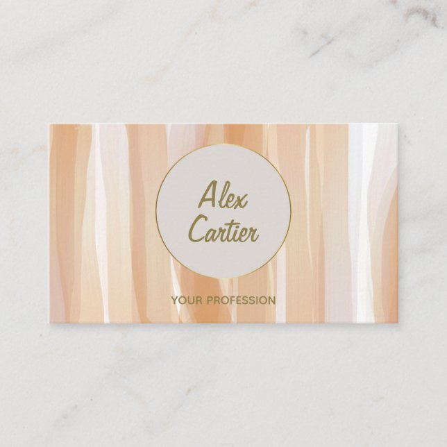 Elegant Nature Brushstroke Wood Grain Business Card (Front)