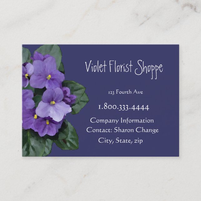 Elegant Nature Flower African Violet Plant Business Card (Front)