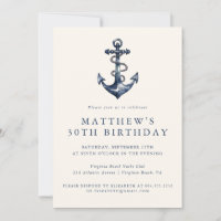Elegant Nautical Anchor Adult Party Invitation