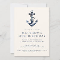 Elegant Nautical Anchor Adult Party Invitation 