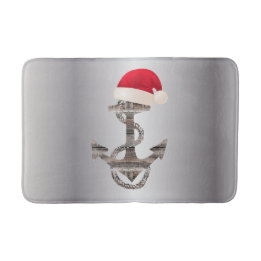elegant nautical ANCHOR + SANTA HAT | Bath Mat