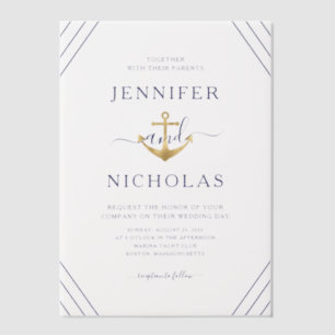 Elegant Nautical Anchor Wedding Vellum Invitations