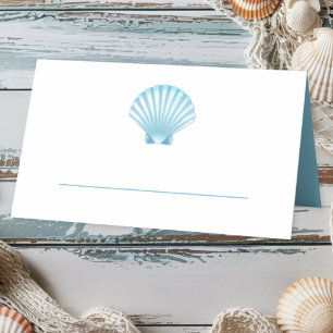 Elegant Nautical Blue Shell Beach Wedding  Place Card