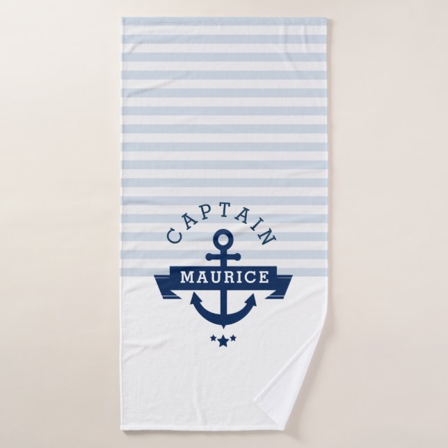 elegant nautical blue stripes bath towel set (Bath Towel)