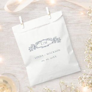Elegant Nautical botanical crest monogram wedding Favour Bags