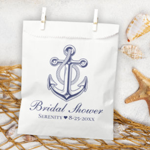 Elegant Nautical Bridal Shower Navy Blue Anchor  Favour Bags