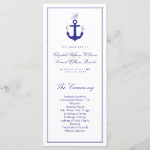Elegant Nautical Clean Wedding Program Rack Cards