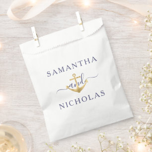 Elegant Nautical Gold Anchor Wedding  Favour Bags