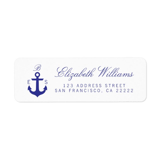 Elegant Nautical Monogram Return Address Labels (Front)