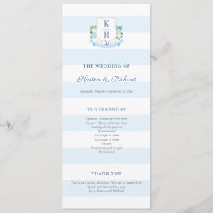 Elegant Nautical Monogram Wedding Program Programme