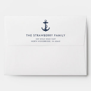 Elegant Nautical Navy Anchor Family Custom Envelope