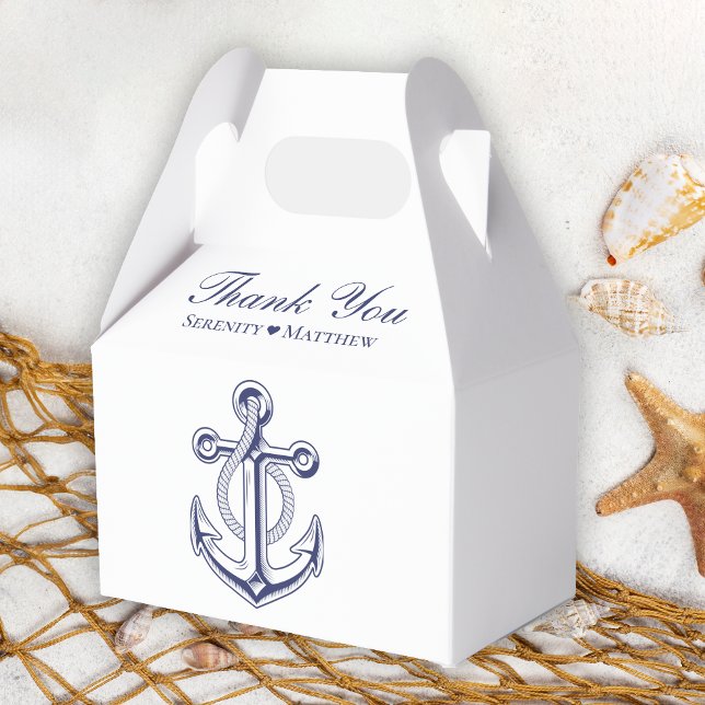 Elegant Nautical Navy Blue Anchor Bridal Shower Favour Box (Creator Uploaded)