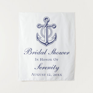 Elegant Nautical Navy Blue Anchor Bridal Shower Tapestry